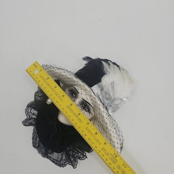 Unique Creations Wall Mask Lady Face Black Lace Feathers Vintage Art Maximalist - Picture 5 of 8